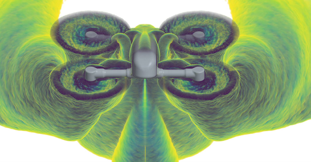 Rotor–rotor interaction in a quadcopter