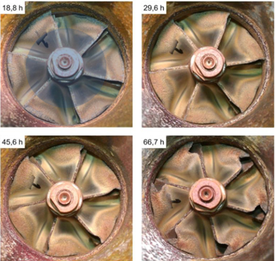 Compressor wheel erosion due to water ingestion